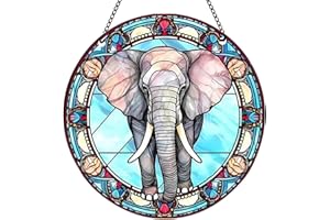 MATIHAY Elephant Acrylic Window Hanging, Elephant Wall Decor for Elephant Lovers, Birthday Housewarming Gift for Mom Grandma (S, Elephant)