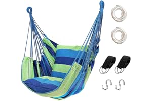 HOMMTINA Hängemattenstuhl Hängeseilschaukel, max. 136 kg Hängesessel mit Tasche, hochwertiges Baumwollgewebe für höchsten Komfort und Haltbarkeit, perfekt für Outdoor, Zuhause, Terrasse, Hof (grün)
