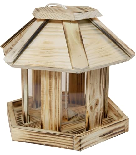 Mangiatoia Uccelli Legno FSC - Casetta Da Appendere Stile Western, Multicolore 18x18x23 Cm - Foto 12