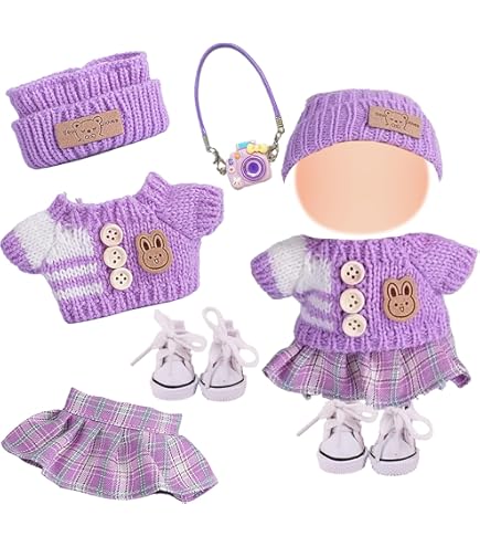 Poppenkledingset voor poppen van 17 cm, pluche pop, zachte pluche