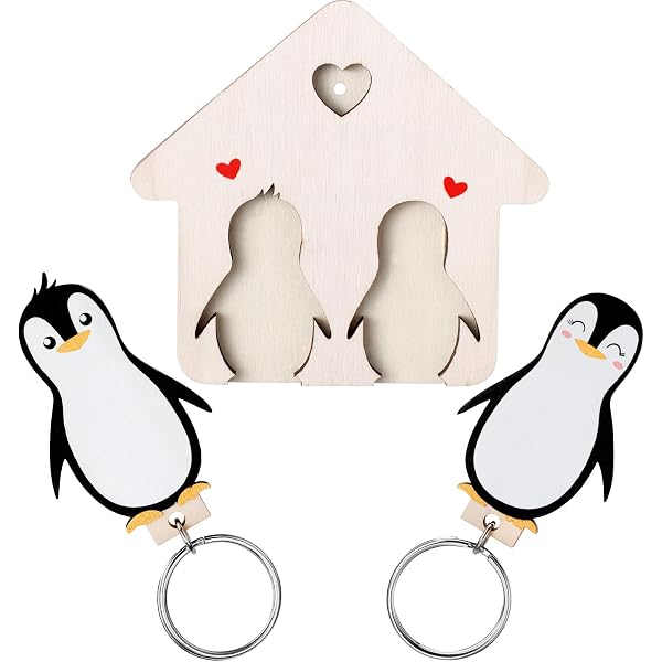 Set Di 2 Portachiavi Per Coppie Con Pinguini, Regalo Per Fidanzati, Marito E Moglie, Acciaio Inox Con Scritte She's My Penguin E He's My Penguin - 4