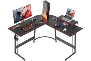 ‎CUBICUBI CubiCubi Gaming Tisch Eckschreibtisch 120 x 120 cm, Schreibtisch L Form für Gaming, Ecktisch Computertisch Mit Monitorständer, Platzsparend, Einfach zu Montieren Eck Tisch, Kohlefaser Schwarz