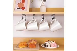 EigPluy 4 piezas Tazas Ganchos, Tazas Soportes Debajo del Gabinete, Soportes para Tazas de Café, Metal Cuelga Tazas para Tazas de Café/Tazas/Utensilios de Cocina(Negro)