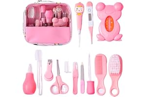 L0FAMY Baby Healthcare Grooming Kit,13pcs Baby Essentials for Newborn Healthcare Accessories,Portable Baby Safety Care Set with Hair Brush Comb Nail Clipper Thermometer for Nursery Infant Girls Boys