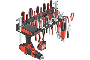 VeyFolzin.st Wandmontierter Werkzeug Organizer für schraubenzieher, Zangen Wandregal Zangenhalter Werkzeugträger, Werkzeugständer Kleiner Werkzeug für Werkstatt Schuppen Garage Zuhause (Schwarz 1PC)