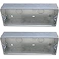 Forus Concealed GI Sheet Metal Modular Box 6 Module, Excellent Quality Rustproof Galvanized Iron Heavy Duty Flush Mounting Electrical Junction Box, 18 Gauge thick 8x3 All-win Series Junction Box-2PC
