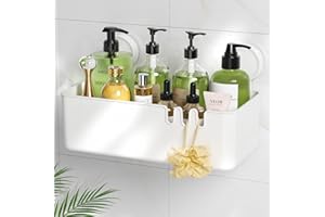 Luxear Étagère Douche Ventouse Puissant Etagere Douche Sans Percage Panier Rangement Accessoire Salle de Bain pour Cusine Shampooing Revitalisant Savon- Blanc