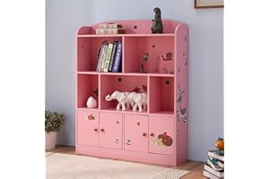 Emall Life Estantería y Almacenamiento para niños, Organizador de Libros y Juguetes, estantería para niños y niñas 98 * 24 * 119.5cm (Rosa)