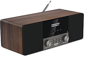 TechniSat DIGITRADIO 3 - Stereo DAB Radio Kompaktanlage (DAB+, UKW, CD-Player, Bluetooth, USB, Kopfhöreranschluss, AUX-Eingang, Radiowecker, OLED Display, 20 Watt RMS) nussbaum