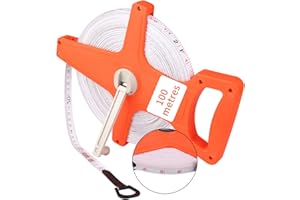 DaiWeier 100m / 328FT Mètre d'arpenteur ouvert, Ruban en Fibre de verre, Mètre ruban double face, Fibreglass Open Reel Tape, Orange