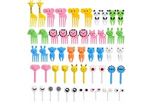 Beyond Basics Adorable Animal and Cartoon Eyes Fruit Forks for Kids - Fun Picks for Bento Box, Cake, Dessert, and Party Decor (100)