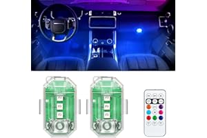 ‎FXLPOWER Fxlpower 2PCS Kabellose LED Auto Innenbeleuchtung Ohne Kabel, 8 Farben Drahtloses Ambientebeleuchtung Auto Akku mit Fernbedienung