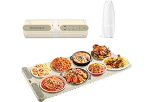 NASTOPEE Chauffe Plat Électrique avec 7 Temp, Laque Chauffante électrique Portable pliable en Silicone 40-100 °C Affichage ℃/℉ Facile à Nettoyer pour Buffet, fête, Décongélation, Réceptions Garder au Chaud