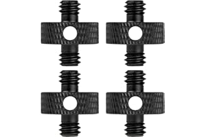 Rigych 1/4 Male to 1/4 Male Tripod Threaded Screw Adapter with Hole Camera Mount Screw for Camera Tripod Mic Stand Mic Mount Light Stand DSLR Camera Cage 4 Pcs (Black)