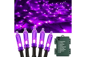 OEMG Purple Lights Halloween String Lights, 8 Modes 40ft 120 LED Halloween Lights Battery Operated Waterproof Halloween Decorations Lights for Outdoor Indoor Garden Christmas Party Decor (Purple)