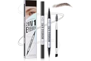 AEYYTOE 2 in 1 Eyebrow Pencil, Double-headed Brow Ink Eyebrow Pen, Liquid Brow Pencil Long Lasting Women Cosmetics, Eyebrow brush included, Can used be eyeliner (Dark Brown)