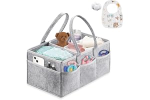 Esoes Wickeltasche Organizer mit Lätzchen Baby Windel Caddy Organizer Tragbarer filztasche mit fächern Windeleimer oder Spielzeugaufbewahrung für Kinder Car Wickel Bags (Grau)