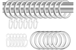 tonyg-p 20 Stücke Metall Vorhangringe Vorhang Hängend Ringe mit Gleiteinlage und Kunststoff Gardinenhaken für Fenster Tür Duschvorhänge, 30 mm Innendurchmesser (Silber)
