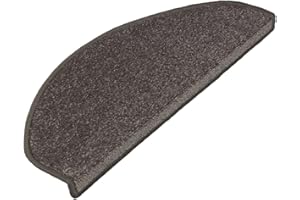 FLODI. Dynasty High Pile Stair Treads, Set of 15 Pieces, Carpet Stair Mats Self Adhesive Anti Slip Stair Pad Runner for Staircases (Anthracite, Semicircular - 23 x 65 cm)