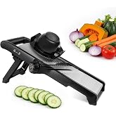 5 in 1 Adjustable Manual Kitchen Mandoline Slicer Stainless Steel Vegetable Slicer with Hand Protector, Multifunction Slicer