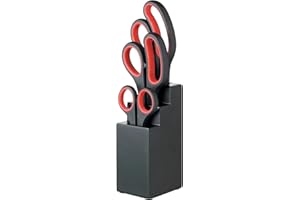 KC BLUE KitchenCraft Küchenschere Set mit Block, Mehrzweckschere 4-teiliges Set, schwarz