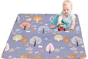 MIIMER Washable Baby Play Mat Portable Playmat for Babies 160x110 cm, Foldable Toddler Playpen Mat Non-Slip Baby Tummy Time Mat, Soft Floor Play Mats for Infants Extra Large Crawling Mat