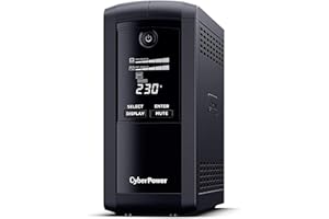 Cyberpower VP1000EILCD Value PRO 1000va/550w Tower LCD UPS, 6xIEC Outlets and AVR, Black