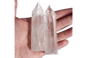 Orientrea Bacchette di Cristallo di Rocca Pietra-2 Pezzi 9-10 cm Bacchette di Quarzo chiaro, Torre di Quarzo chiaro, Cristallo curativo di Quarzo chiaro e Pietre, Confezione Regalo