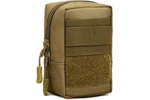 Huntvp táctica Bolsa MOLLE Pouch pequeña Bolsa Bolsillo de Primeros Auxilios Impermeable Bolsa de Emergencia Mini Bolsa Botiquín para Camping Senderismo, Marrón