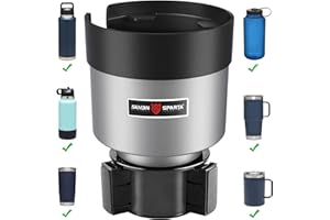 Seven Sparta Car Cup Holder Expander Organizer with Adjustable Base, Compatible with Hydro Flasks 32/40 Ounce, Compatible with Yeti Ramblers 20/26/30 Ounce, Other Bottles in 3.4"-3.8"(Silver Gray)