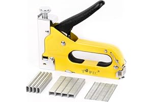 Upholstery Staple Gun Heavy Duty, TOPEC 3-in-1 Stapler Gun with 600 Staples, Manual Brad Nailer Power Adjustment Stapler Gun for Wood, Crafts, Carpentry, Decoration DIY
