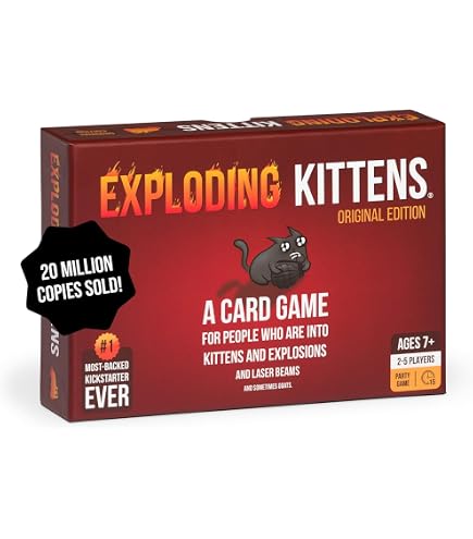 Exploding Kittens Kartenspiel – Niederländische Version, Für 2–5 Spieler Ab 7 Jahren