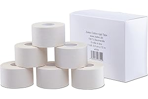 ZiATEC Cotton Athletic Sports Tape Premium - 10 mètres x 3,8 cm | Bandage pour la physiothérapie, ruban adhésif sport, bande muscular, couleur:12 x blanc