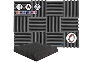 ARROWZOOM Super Dash (12 Pezzo) di 25 X 25 X 5 cm Pollici Cuneo Fonoassorbenti Isolanti Studio Acustici Parete Piastrelle Pannelli SD1134 (NERO)