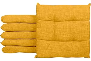 Il Gruppone Passione Casa Set 4/6 Cuscini Sedia con Lacci 4 Punti Cucina Imbottiti Spessore 6 Cm Prodotto Italiano 40 x 40 in Cotone Tinta Unita - Giallo - 6 Pezzi