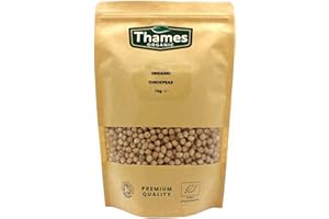 Organic Chickpeas - High Fiber, High Protein Snack - Raw, Vegan, Non-GMO - No Additives, No Preservatives - Perfect for Salads, Soups, Curries - Thames Organic 1kg