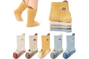QIYIENDIAN Calzini antiscivolo per bambini in cotone 5 paia calzini neonati animati