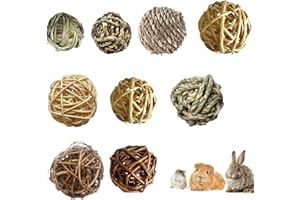 CVASNF 9 Stück Kaubälle, Grasspielzeug Hasen Spielzeug Grasball Hamster Spielzeug Kauspielzeug Hasenspielzeuge für Kaninchen Meerschweinchen Chinchilla Rennmäuse Kleintiere