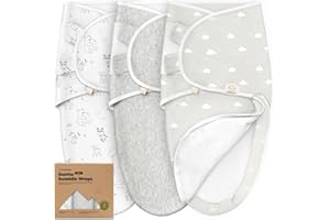 KEABABIES Lot de 3 Sacs de Couchage à Fermeture éclair Pour Bébé – Sac de Couchage Pour Nouveau-né de 3 à 6 mois,Langes à Fermeture éclair Faciles à Changer Pour Nouveau-né,Couvertures d'emmaillotage (Aspire,L)
