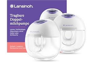 Lansinoh tragbare elektrische Doppelmilchpumpe – freihändig und leise abpumpen ohne Kabel & Schläuche – wiederaufladbarer Akku – einfache Bedienung & Reinigung - handsfree