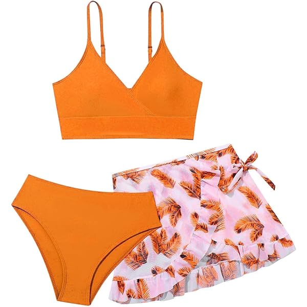 Costume Da Bagno Bambina Happy Cherry 3 Pezzi - Top, Slip E Pantaloncini, 8-14 Anni Bikini Ragazza 3 Pezzi