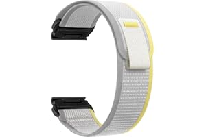 ZoRoll 22mm QuickFit Correa para Garmin Fenix 7 Pro/Fenix 7 / Fenix 6 Pro/Fenix 6 / Fenix 5 Plus/Fenix 5, Elasticity Pulsera de Nailon con Velcro para Garmin Epix (Gen 2) / Epix - Amarilla&Beis