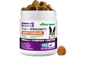 MASAIGGE Alivio de la picazón de la piel del perro, 150 golosinas masticables para aliviar la alergia del perro, alivia la picazón, lamer, los arañazos, todas las golosinas para la picazón y la inmunidad para