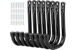 PIPABIBA Crochet de rangement de garage, crochet J pratique pour montage mural, cintre métallique robuste pour rangement de garage, outils de jardinage, équipement de sport de gym