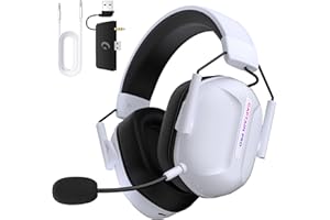Gvyugke Gaming Headset mit Mikrofon für PS5/PS4/Xbox Series X|S, 2,4 GHz Wireless Headset 60H+ Akkulaufzeit, Gaming Kopfhörer mit Geräuschunterdrückung für PC/Switch/Mac, Bluetooth 5.2, RGB Lights