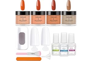 lofuanna Lofuanna Dip Powder Nail Kit Starter-4 Colors Dipping Powder with Base&Top Coat&Activator,No UV/LED Needed,All-in-One DIY French Nail Art Manicure Set for Beginners (A2-Halloween Pumpkin)