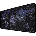 KINPLE Large Mouse Pad, Big Gaming Mouse Pad with Stitched Edges, Waterproof and Non-Slip Desk Mat, XXL Extended Keyboard Pad for Home Office Accessories (35.4×15.75×0.1 inch, World Map, Black)