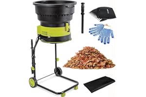 JIADUOFU Electric Leaf Mulcher Shredder 2500W with Wheels, 8000RPM Chipper, Garden Cleanup Tool, Composting Machine, Includes Storage Bag for Easy Maintenance,Powercord×20m