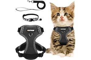 HAOLESHITE Katzengeschirr mit Leine Set, Verstellbar und Ausbruchsicher, Reflektierendes Geschirr, Atmungsaktiv mit Halsband für Hunde und Katzen auf Spaziergängen (S)