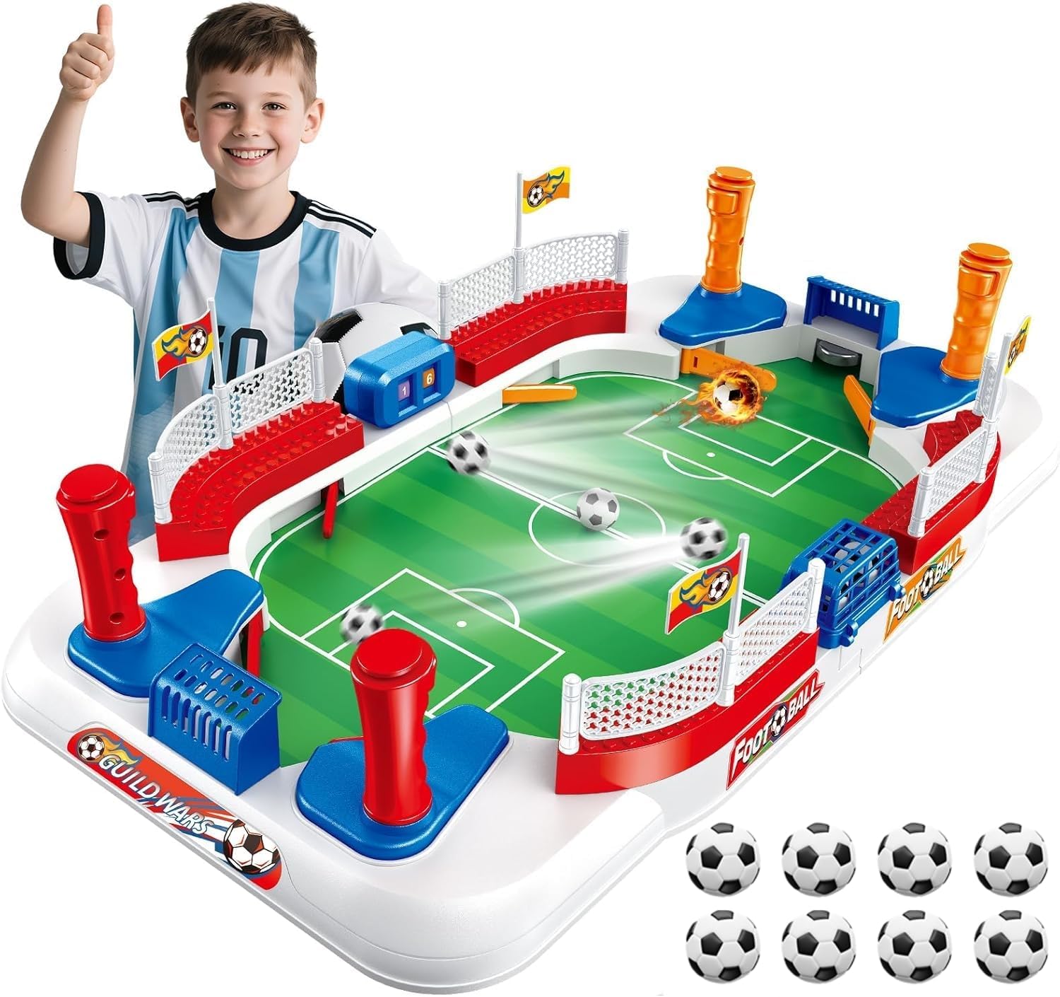 Futbolín para Niños Adultos Mini Futbolines de Mesa 55x31cm con Campana y Marcador, Juego Regalo Niños 5-12 Años, Regalos de Fútbol para Navidad & Cumpleaños